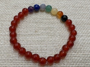 Chakra with Red Agate - 6mm Beads, 17cm Elasticated Bracelet (Ref SHMB2502) 