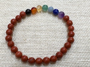 Chakra with Red Jasper - 6mm Beads, 18cm Elasticated Bracelet (Ref SHMB2500) 