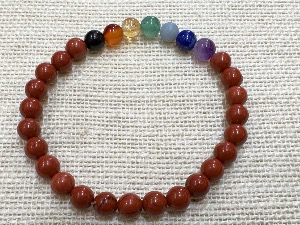 Chakra with Red Agate - 6mm Beads, 19cm Elasticated Bracelet (Ref SHMB2501) 