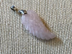 Rose Quartz - Angel Wing- Silver Plated  (Selected)