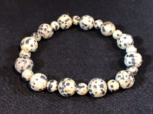 Jasper - Dalmatian Jasper, 8mm & 6mm Round Bead Elasticated Bracelet (2)