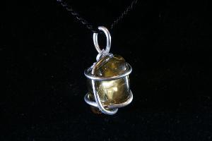 Hand Wired Polished Natural Citrine Pendant (REF:HWNCP6)
