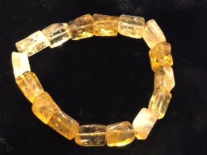 Citrine - Square Tube nuggets  7 to 8mm x 10 to 12mm Elasticated Bracelet 17cm