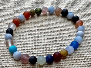 Mixed Frosted 6mm Beads - 18cm (Small) Elasticated Bracelet (SHMB122756)