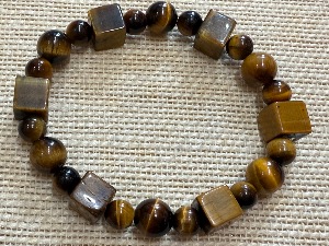 Tiger Eye - Golden - 17cm (Very Small) Elasticated Bracelet (Ref SHMB253035)