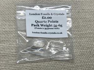 Quartz, Points 2-3g each, Pack weight 5-6g Quartz Points (Selected)