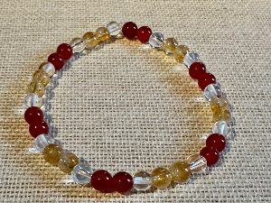 Agate - Red Agate, Quartz & Citrine- Elasticated 21cm (large) Bracelet (SHMB2724) 