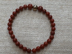 Jasper - Red  jasper & Pyrite - 20cm Bead bead bracelet (Ref SHMB2693)