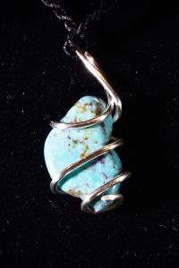 Turquoise Hand Wired Pendant (No.38)