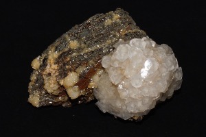 Calcite on Bladed Hematite & Pyrite, from Italy (No.57). 