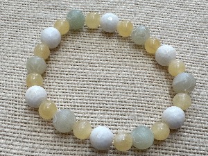 Jade - Honey Jade , White Jade and New Jade - Elasticated 17cm Bracelet (SHMB2598) 