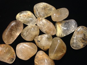 Quartz - Rutilated - With Titanium Dioxide Rutile  - Tumble Stone (Golden)
