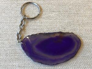 Agate Slice - Dyed Purple-  Key Ring (ref.KC58) 