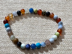 Mixed Frosted 6mm Beads - 20cm Elasticated Bracelet (SHMB122757)