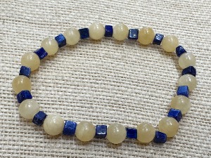 Jade - Lapis Lazuli and  Honey Jade - Elasticated 16cm Bracelet (SHMB2596) 