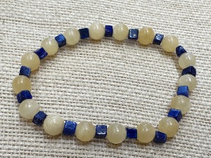 Jade - Lapis Lazuli and  Honey Jade - Elasticated 16cm  - very small Bracelet (SHMB2596) 