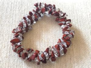 Jasper - Red  jasper & Quartz - Gemstone chip bead bracelet (Selected)