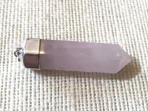 Rose Quartz  - Large Crafted Point Pendant - Silver Plated (Selected)