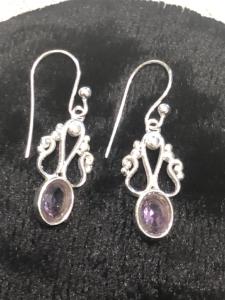 Amethyst - Sterling Silver Hook  Earrings (refEH7)