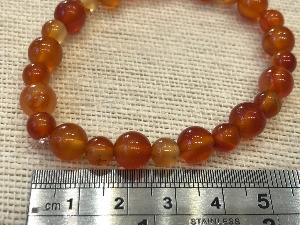 Carnelian - 6mm & 8mm Round Beads - 18cm Elasticated Bracelet (ref SHMB2234)