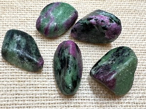 Rubycrosite (Ruby in Zoisite) - 5g to 10g Tumbled Stone (Selected)