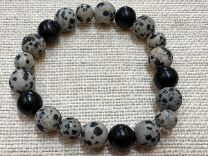 Shungite and Dalmatian Jasper 20cm Elasticated Bracelet (ref SHMB25010)