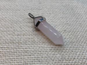 Rose Quartz  - Crafted Point Pendant - Silver Plated (Selected)