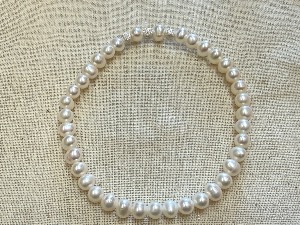 River Pearls with Sterling Silver accent beads,  19cm Elasticated Bracelet (Ref rpmb0626111)