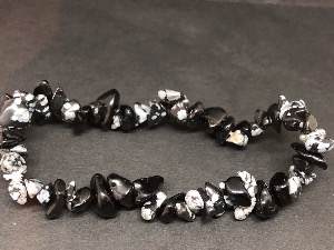 Obsidian Snowflake - Gemstone chip bead bracelet (Selected)