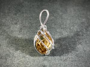 Hand Wired Polished Natural Citrine Pendant (REF:HWNCP6)