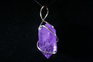 Polished Amethyst Point Hand Wired Pendant (REF:HWPA5)
