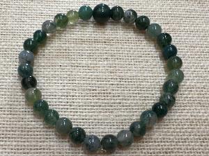 Agate - Moss Agate with Accent Bead - Elasticated 20cm Bracelet (SHMB2691) 