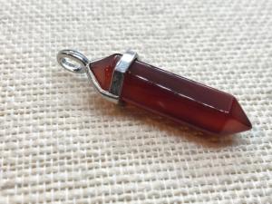 Carnelian - Dark Colour - Crafted Point Pendant - Silver Plated (Selected)