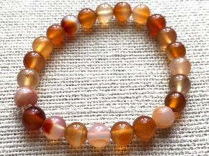 Carnelian - 8mm Round Beads - Elasticated Bracelet 18cm (Small) (Ref SHMB2231)