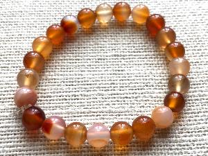 Carnelian - 8mm Round Beads - Elasticated Bracelet  18cm (Ref SHMB2231)