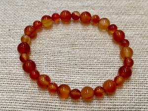 Carnelian - 6mm & 8mm Round Beads - 19cm Elasticated Bracelet (ref SHMB2235)