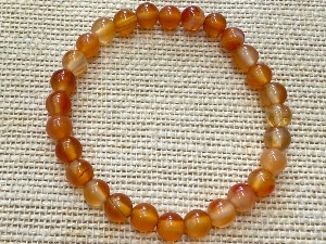 Carnelian - 6mm Round Beads - Elasticated Bracelet 17cm (Very Small) (Ref SHMB253037)
