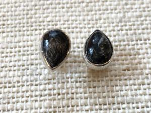 Seraphinite - Golden - Sterling Silver Stud Earrings (Ref E43)