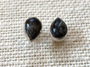 Seraphinite - Golden - Sterling Silver Stud Earrings (Ref E43)