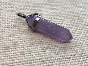 Amethyst (Light) - Crafted Point Pendant - Silver Plated (Selected)