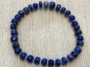 Lapis Lazuli 'button' Bead, 20cm Elasticated Bracelet (refSHMB2321)