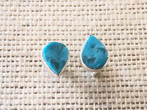 Turquoise - sleeping Beauty - Sterling Silver Stud Earrings (Ref E11Stud)