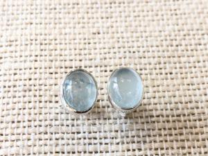 Aquamarine - Sterling Silver Stud Earrings (Ref E41Stud)