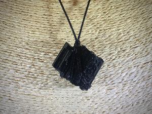 Black Tourmaline Hand Tied Pendant (No.278)