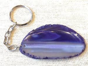 Agate Slice - Dyed Purple-  Key Ring (ref.KC56) 