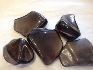 Obsidian - Smokey - Clear Flat - Tumbled Stone