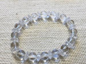 Quartz - 8mm Round  & 8mm Button Beads - 18cm (Small) Elasticated Bracelet (ref shmb2352)