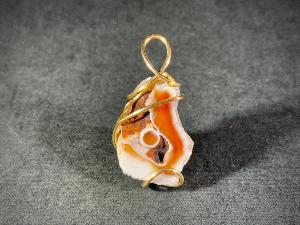 Hand Wired Agatised Coral Pendant (REF:HWAC1) 