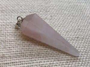 Rose Quartz - Polished Faceted Point Pendant - Silver Plated fitting (Ref.pp3)