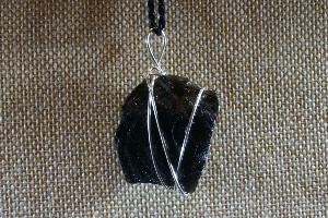 Rough Obsidian Hand Wired Pendant (REF:OBSHP4)